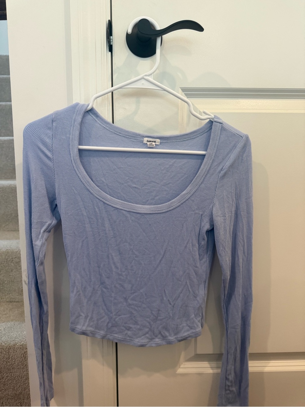 Garage Lavender Ribbed Long Sleeve Scoop Neck Top